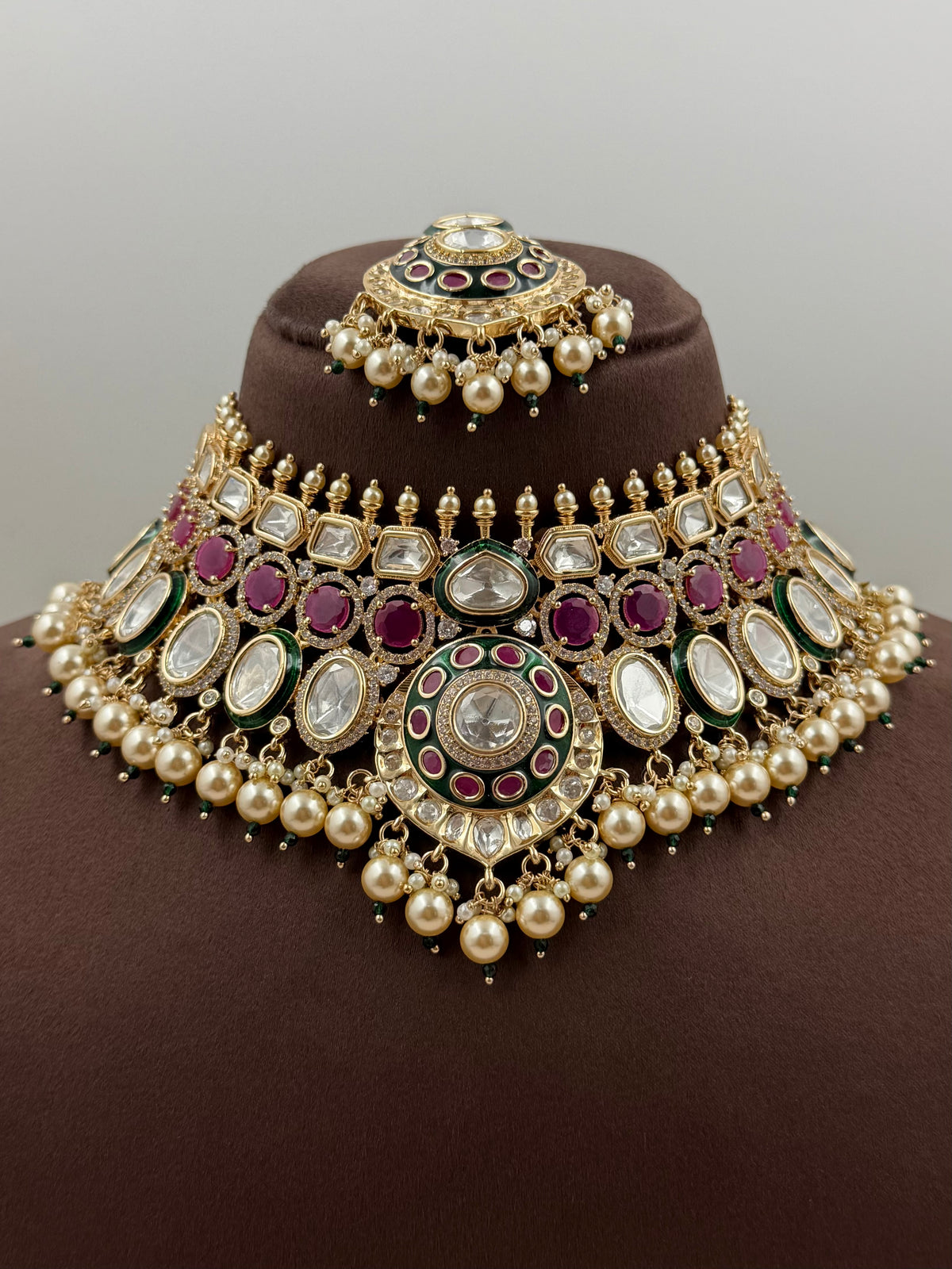 Jaya Moissanite Pearl Choker Necklace Set