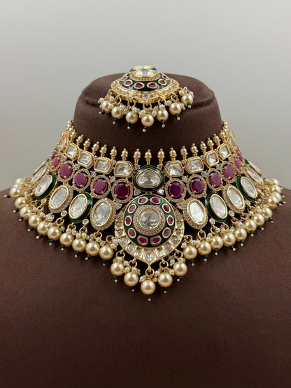 Jaya Moissanite Pearl Choker Necklace Set