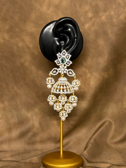 Wendy American Diamond Two Tone Earring