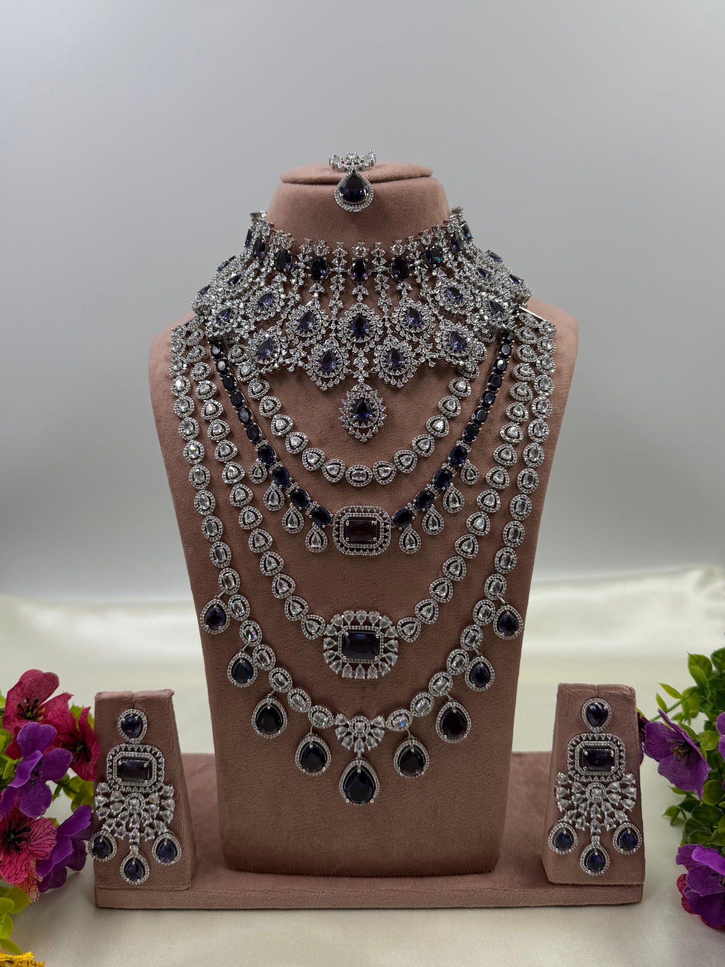 Tina Premium American Diamond Combo Set