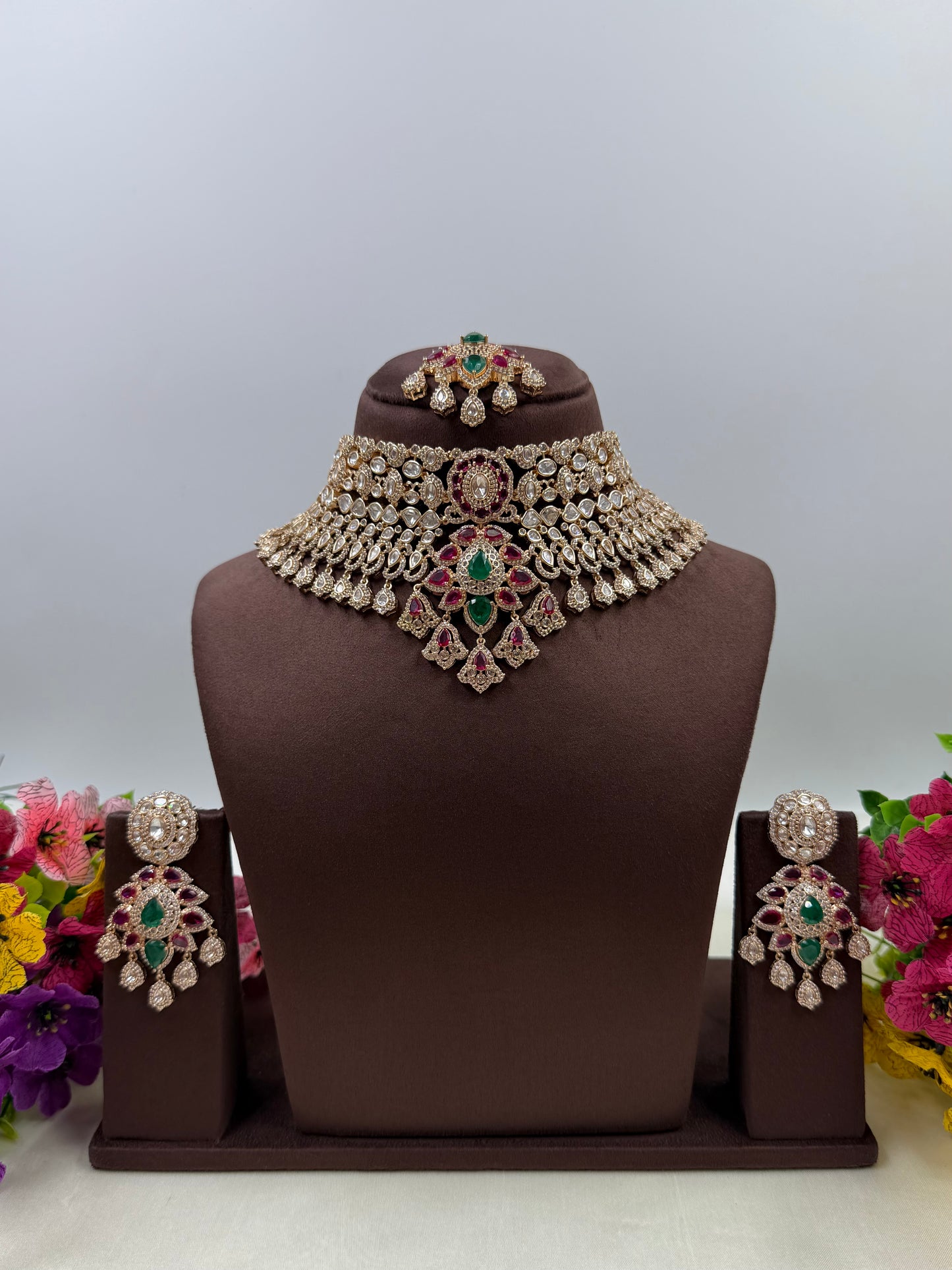 Hina Moissanite Kundan Choker Necklace Set