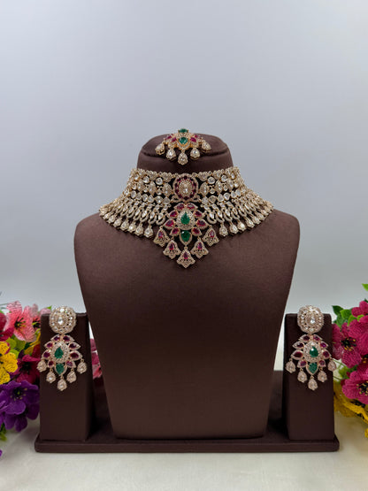 Hina Moissanite Kundan Choker Necklace Set