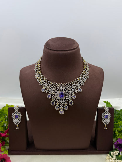 Jacquelin American Diamond Two Tone Necklace Set