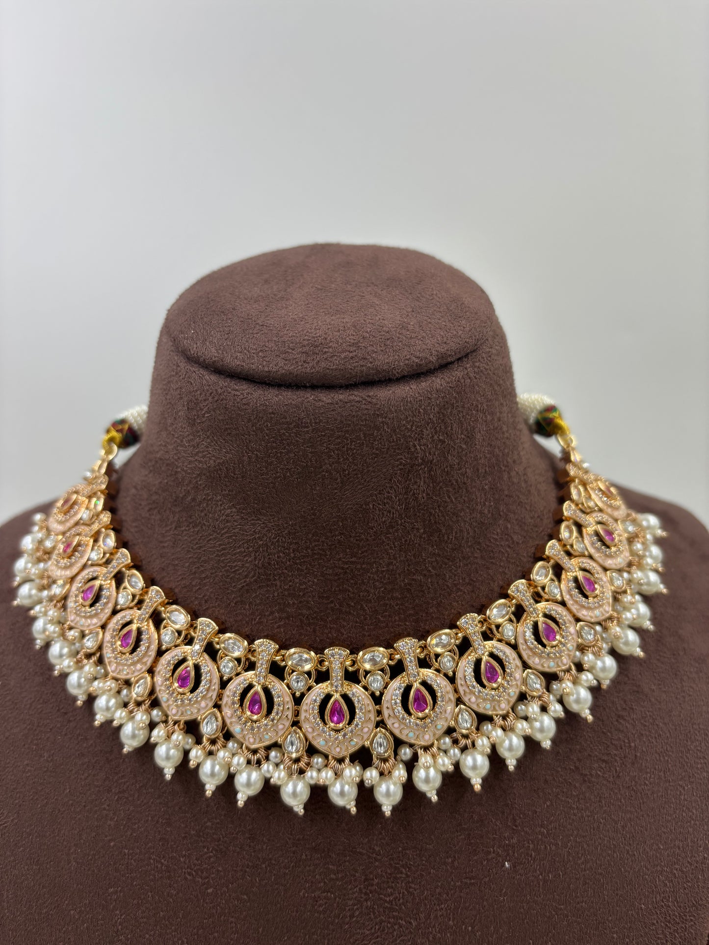 NOOR MOISSANITE KUNDAN PEARL NECKLACE SET