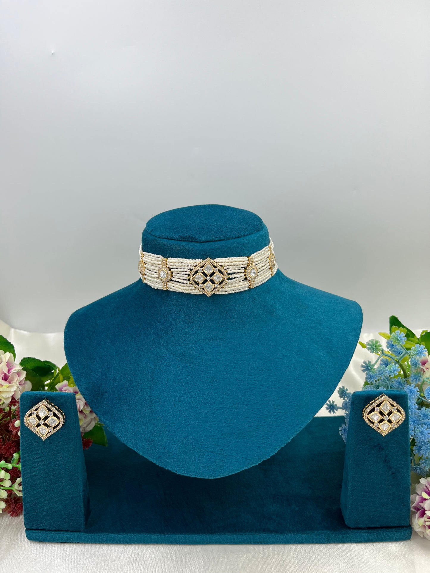 Meenu Moissanite Pearl Choker