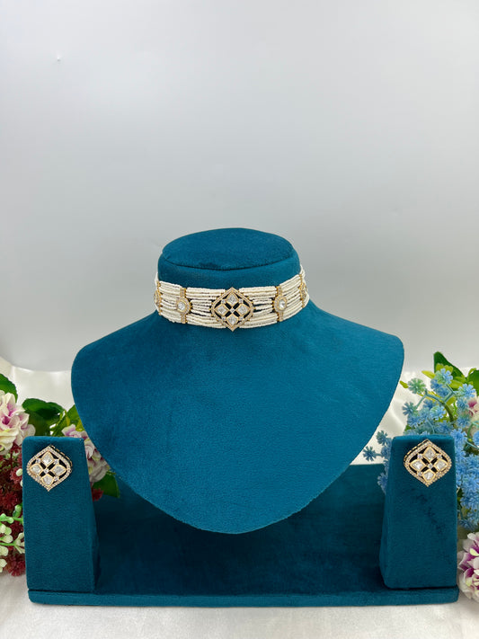 Meenu Moissanite Pearl Choker