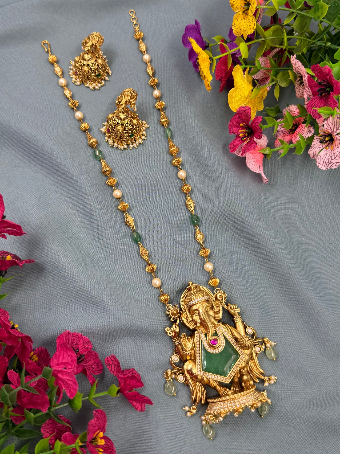 Madhuri South Indian Temple Semi-Long Necklace