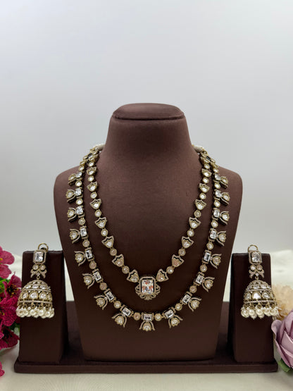 Yogita Premium Double Layer Semi Long Necklace Set