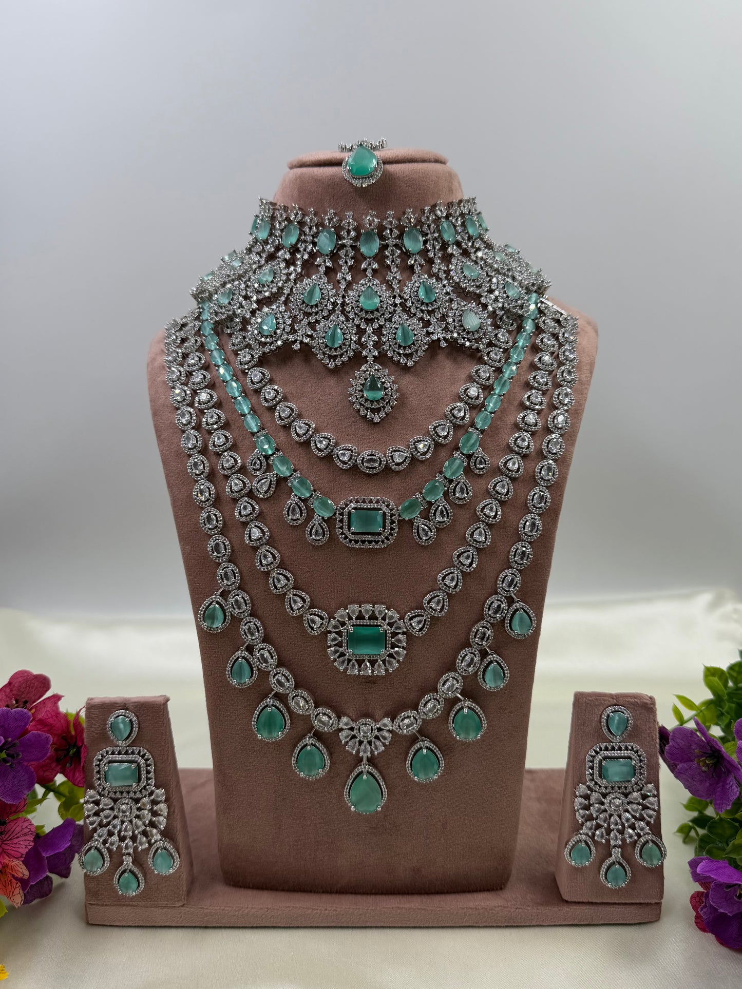 Tina Premium American Diamond Combo Set