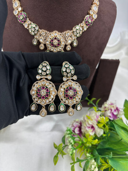 VARNIKA KUNDAN PREMIUM MOISSANITE NECKLACE