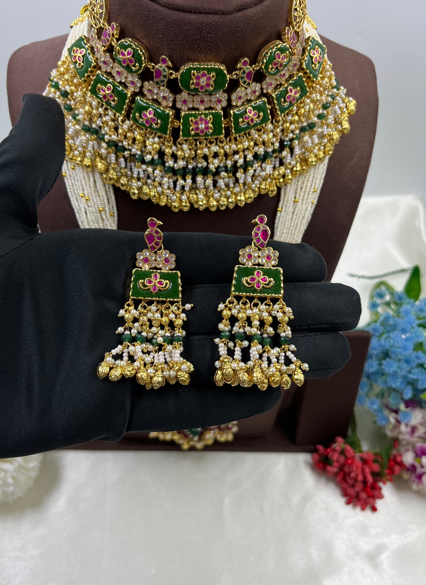 Sura Pachi Kundan Combo Set