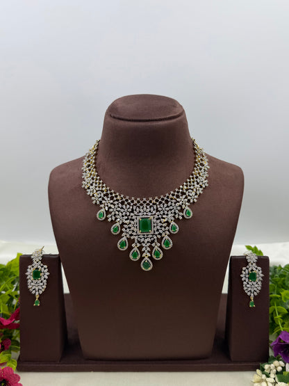 Jacquelin American Diamond Two Tone Necklace Set