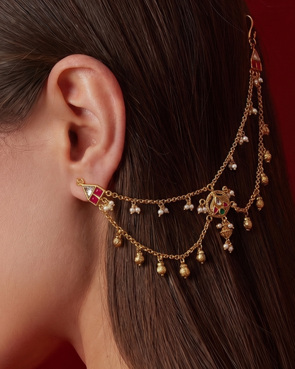 Zoya Pachi kundan Ear Chain