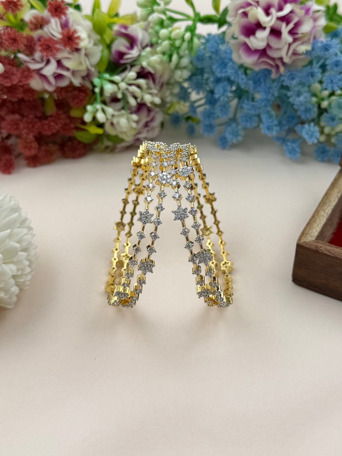 Emily American Diamond Two Tone Bangles