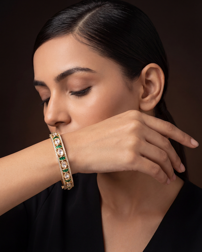 Shine Moissanite Kundan Bracelet (Openable)