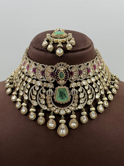 Snehal Maharani Victorian Choker Necklace Set