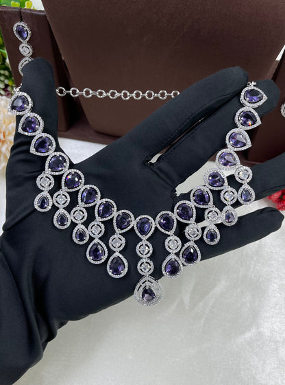 RINA  AMERICAN DIAMOND PREMIUM NECKLACE SET