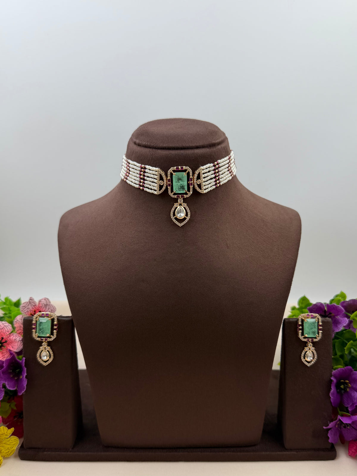 Nandita Moissanite Choker Necklace Set