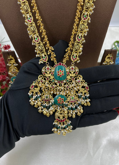 Rajvi Pachi Kundan Combo Set
