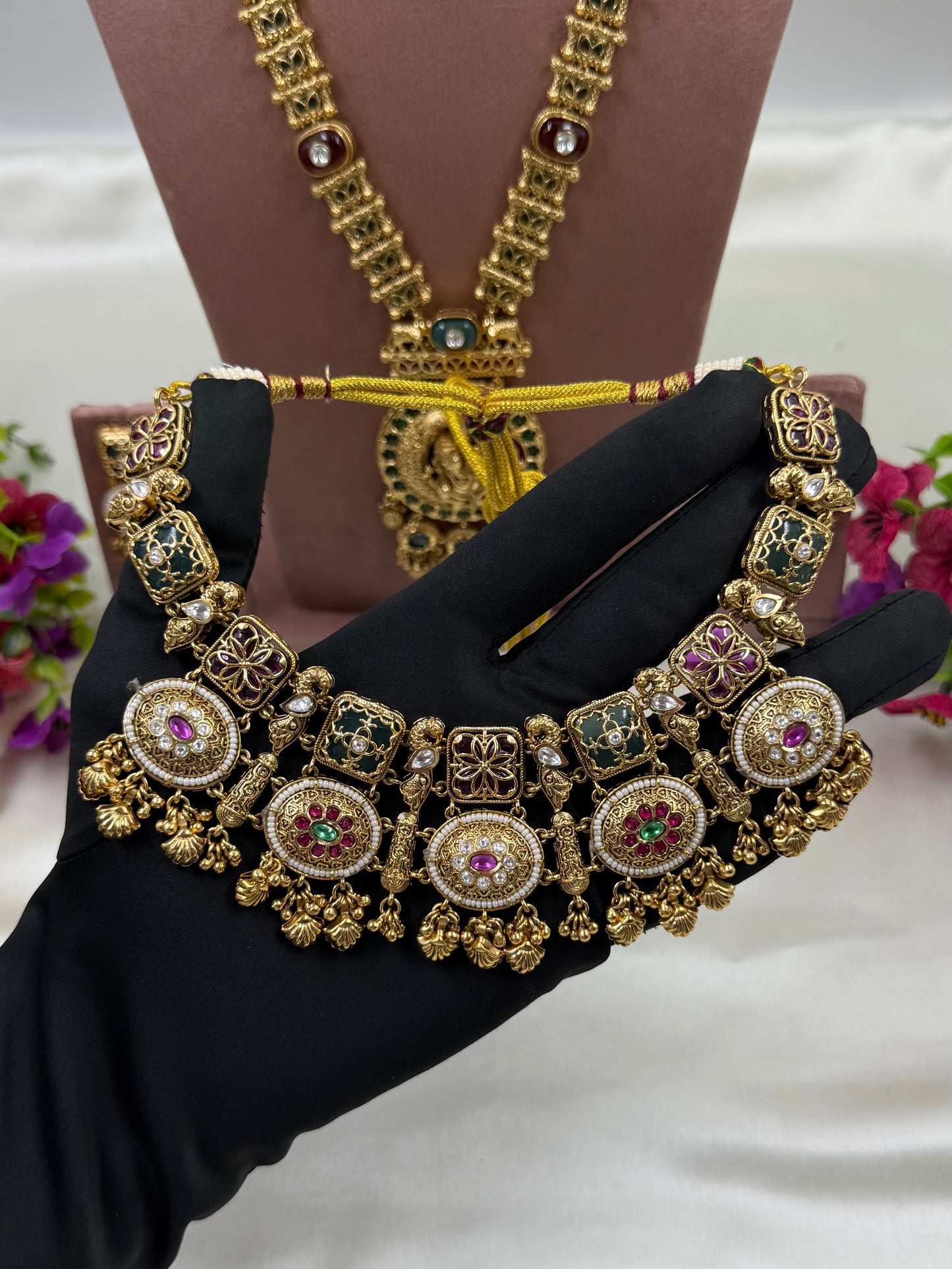 Madhavi Heritage Temple Combo Set