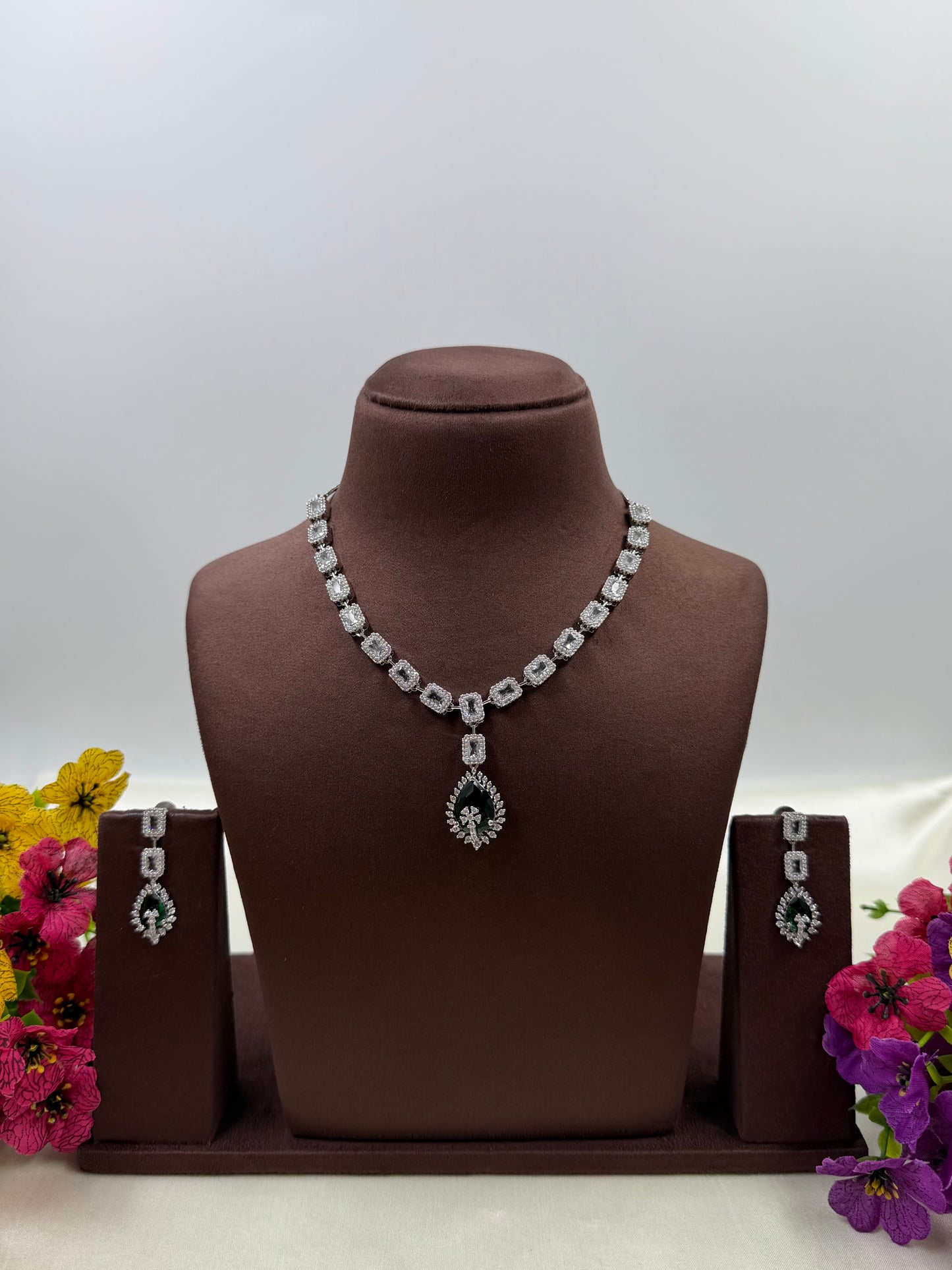 Suvarna Delicate American Diamond Necklace ￼