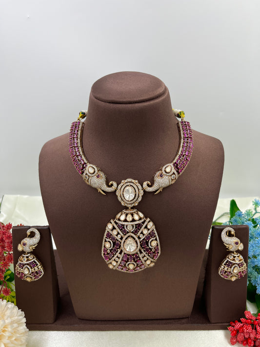 Rajeshwari Premium Moissanite Kundan Necklace