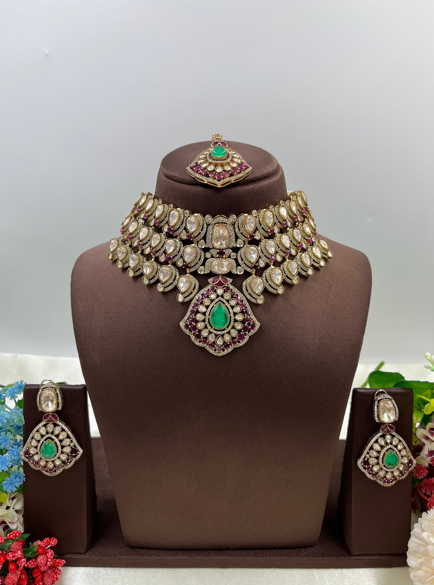 Leena Moissanite Choker Semi Bridal Set