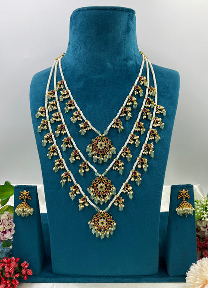 Rubina Tripal Layer Victorian Long Necklace