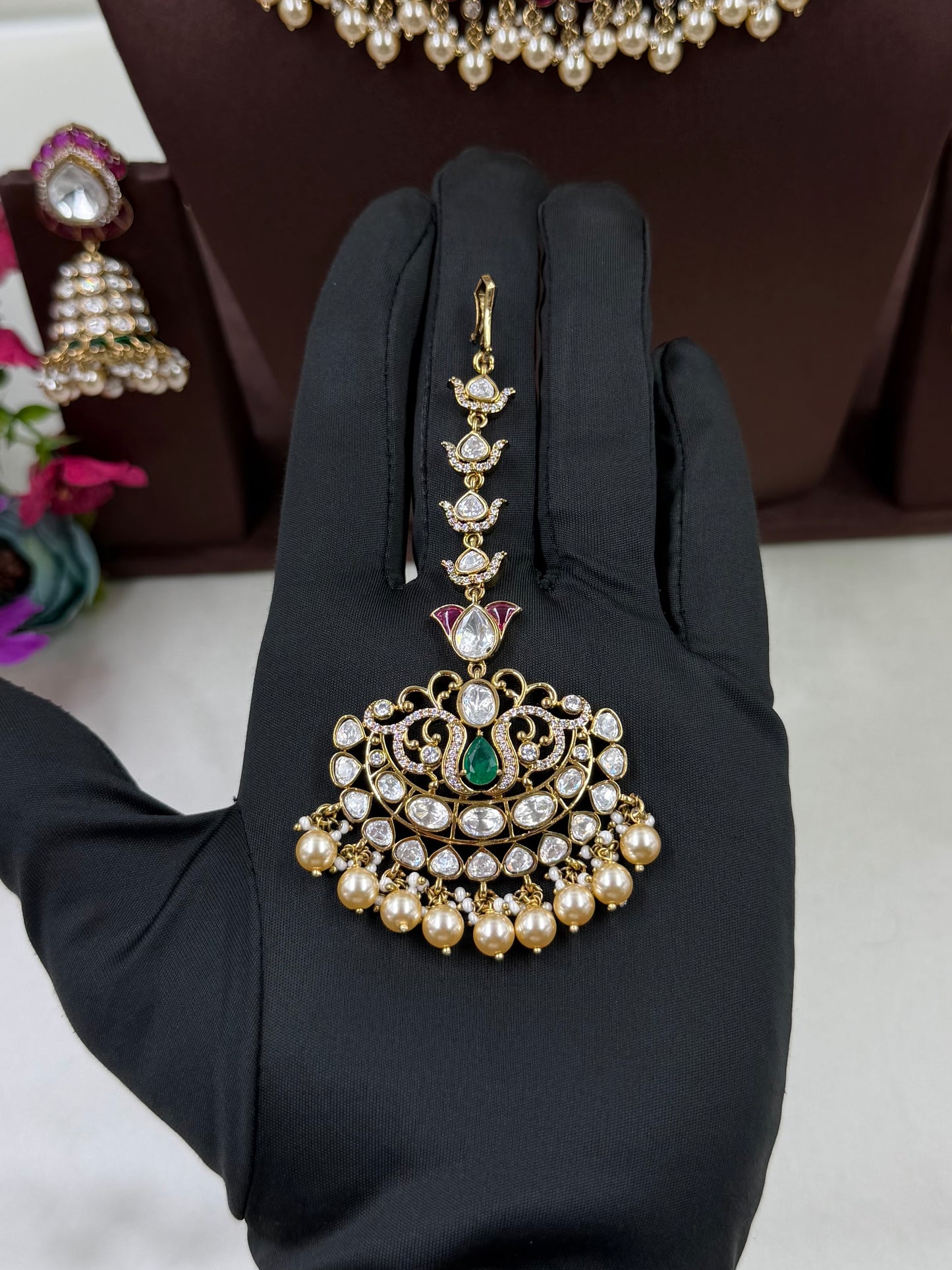 Bharathi Victorian Moissanite Choker Necklace Set
