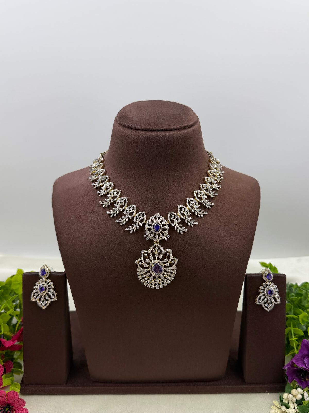 Julie American Diamond Two Tone Necklace Set