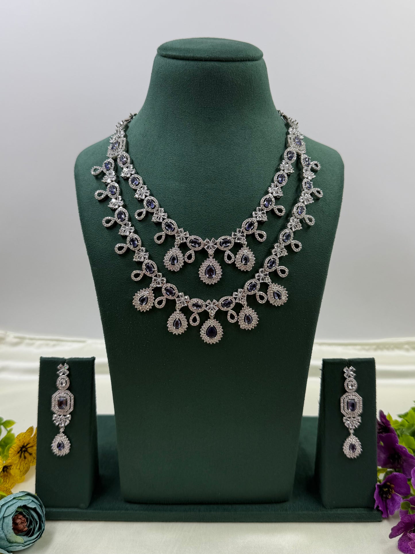 Nisha American Diamond Double Layer Necklace