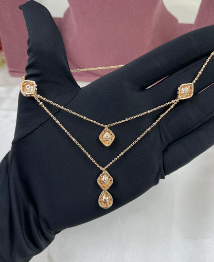 Binita Moissanite Dual Pendant Necklace