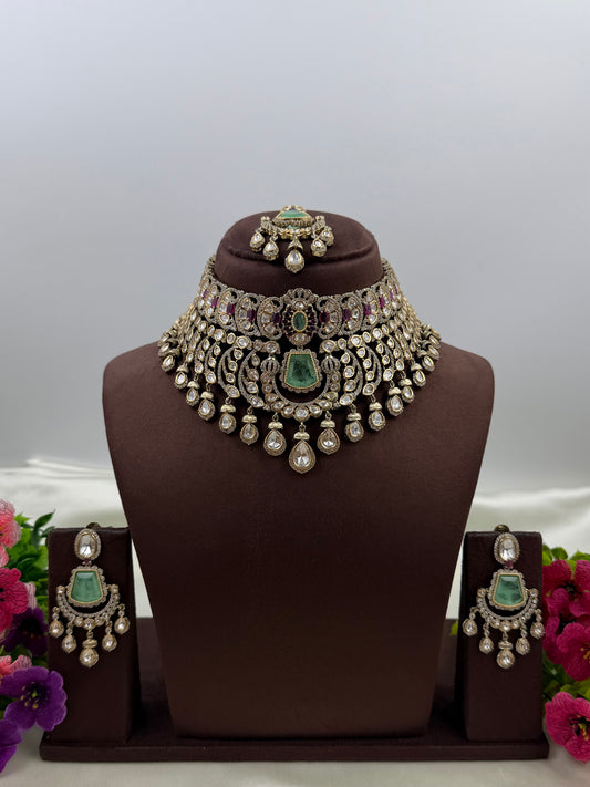 Snehal Maharani Victorian Choker Necklace Set