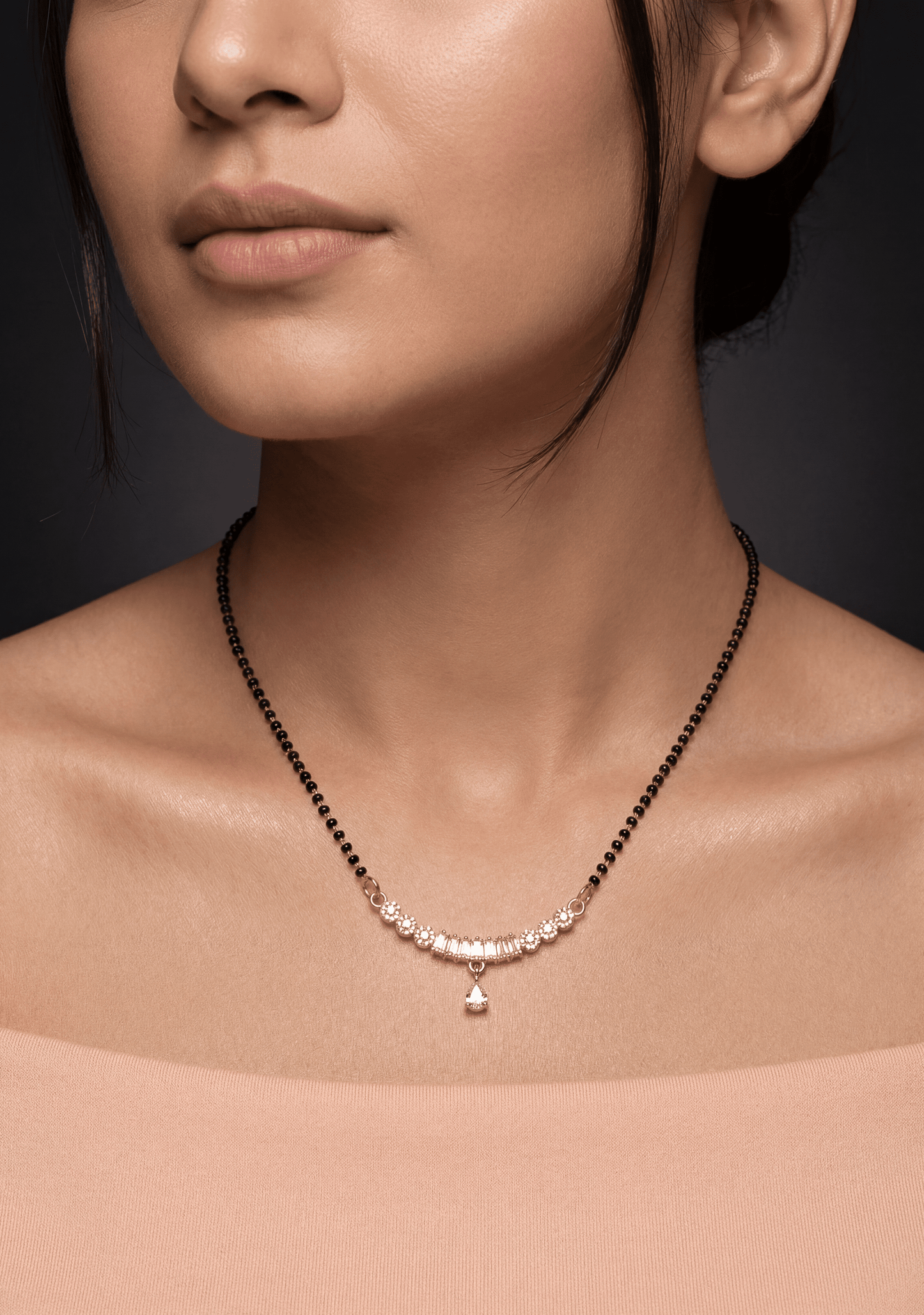 Baguette Diamond Rose Gold Mangalsutra