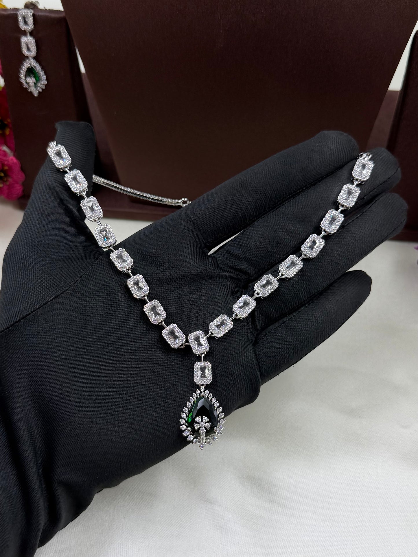 Suvarna Delicate American Diamond Necklace ￼