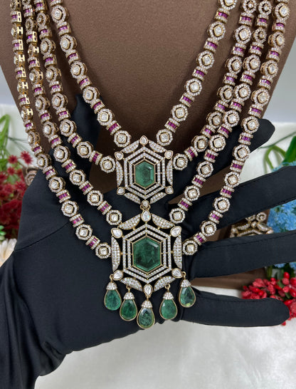 Sarojini Premium Moissanite Kundan Long Necklace
