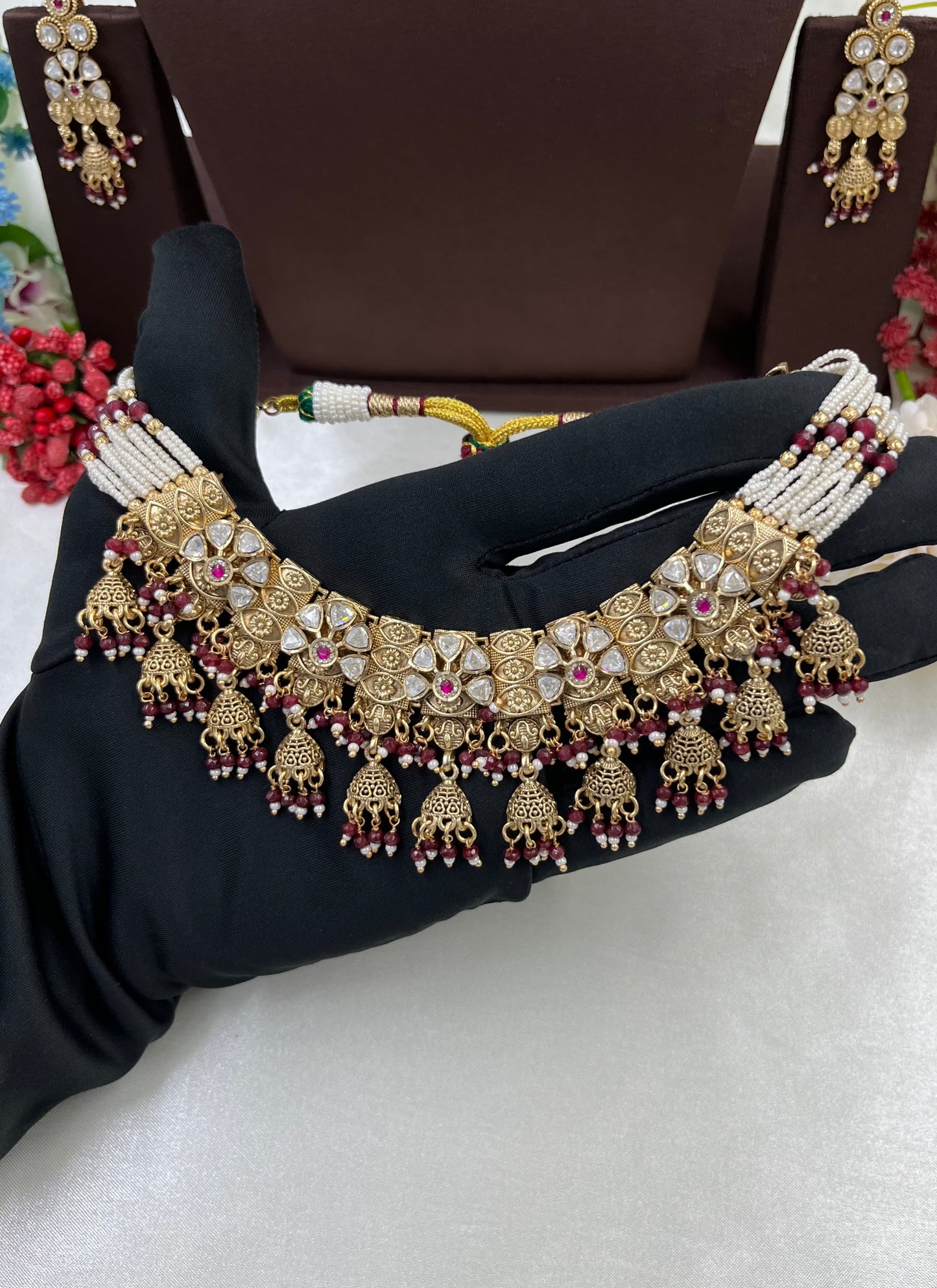 Navi Premium Antique Gold Necklace Set