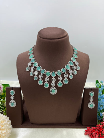 RINA  AMERICAN DIAMOND PREMIUM NECKLACE SET