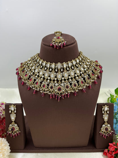 Mohini Antique Premium Moissanite Kundan Necklace.