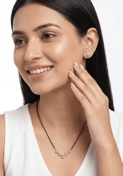 Floral Disc Rose Gold Mangalsutra With Tops