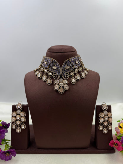 Meera Jaipuri Moissanite Kundan Choker Necklace