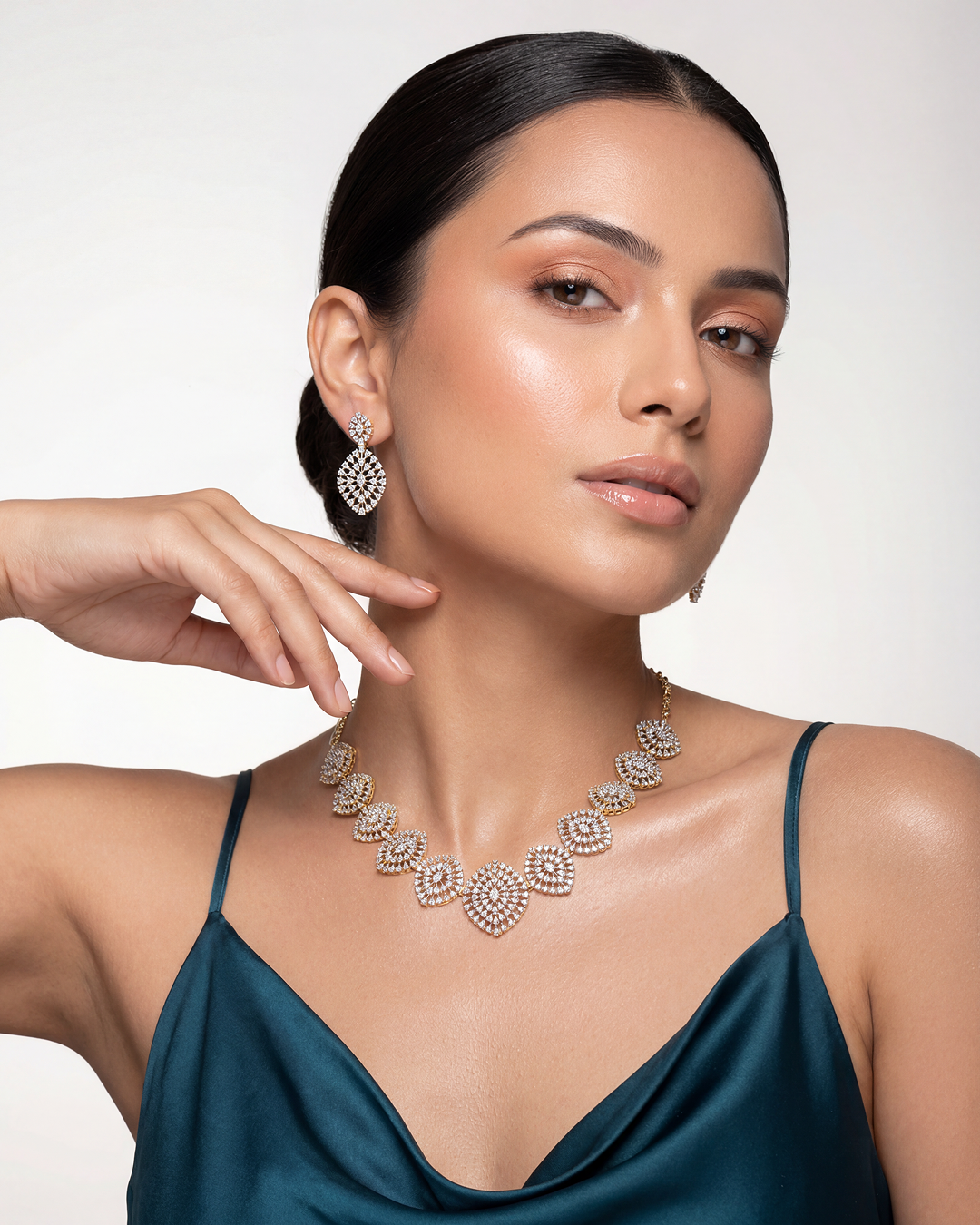 Esha Tow Tone American Diamond Necklace