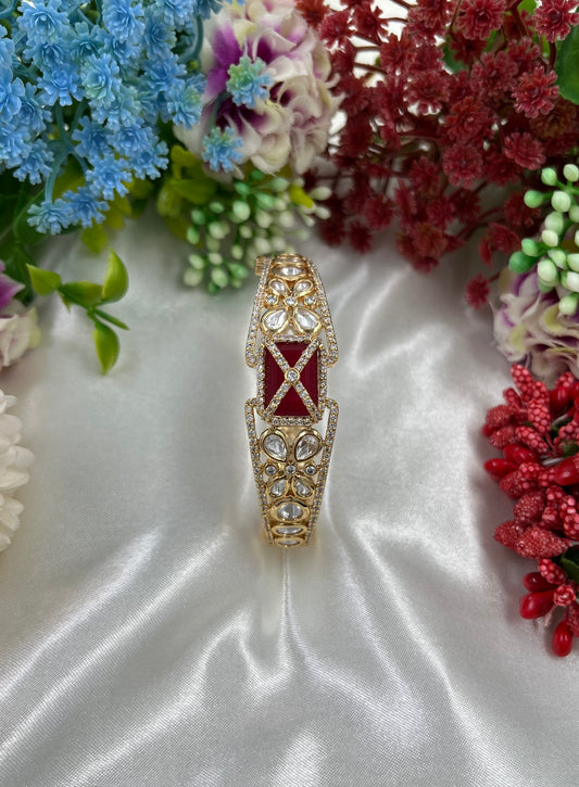 Gleamora Moissanite Kundan Bracelet (Openable)