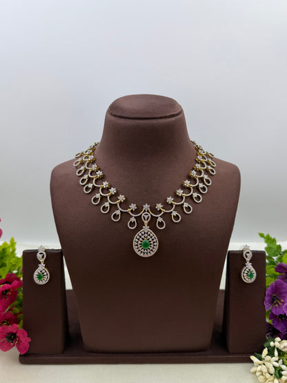Lily American Diamond Two Tone Delicate Necklace
