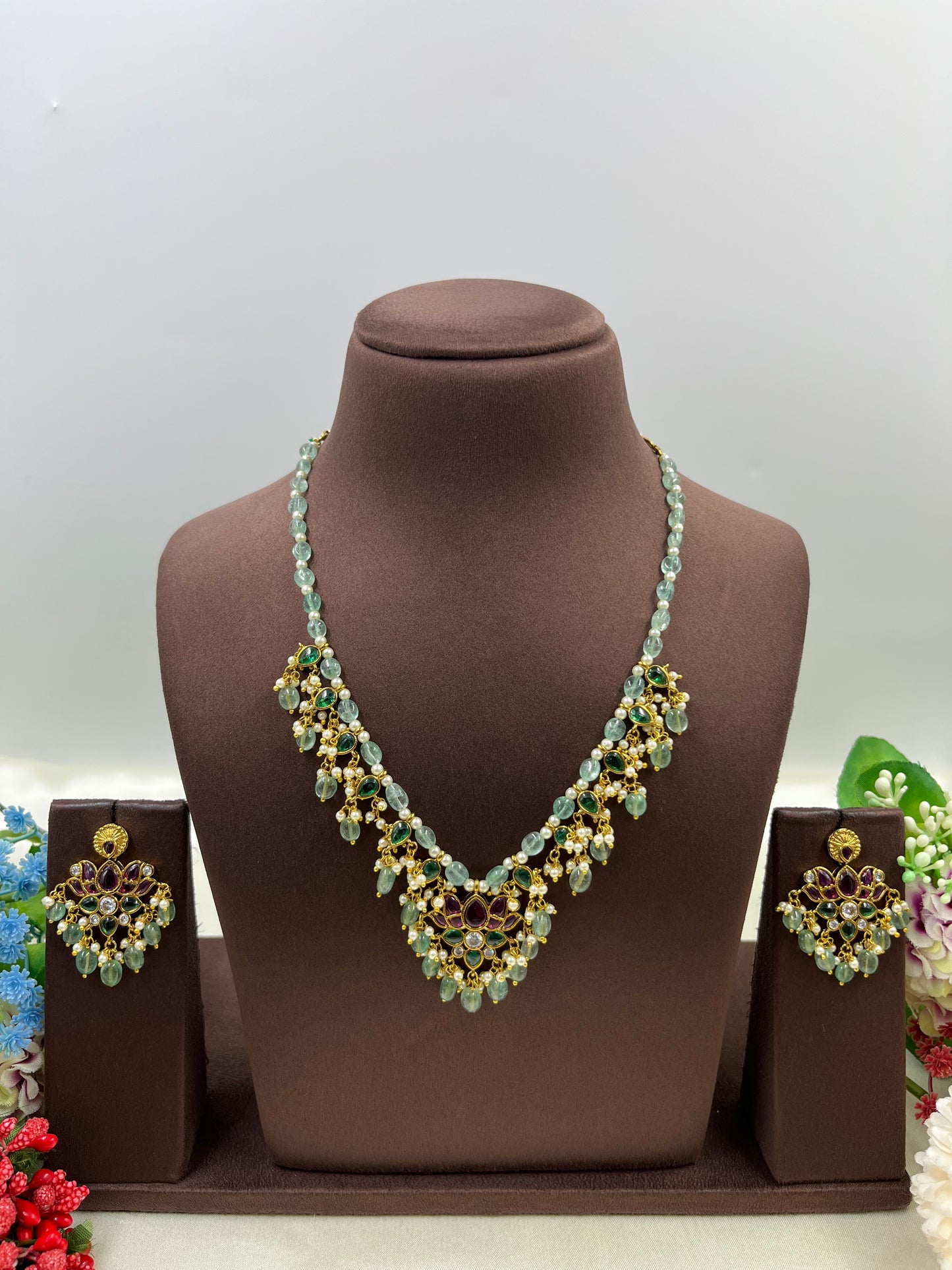 Ishika Traditional Semi Long Necklace ￼