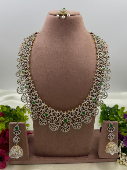 Maria American Diamond Two Tone Long Necklace Set