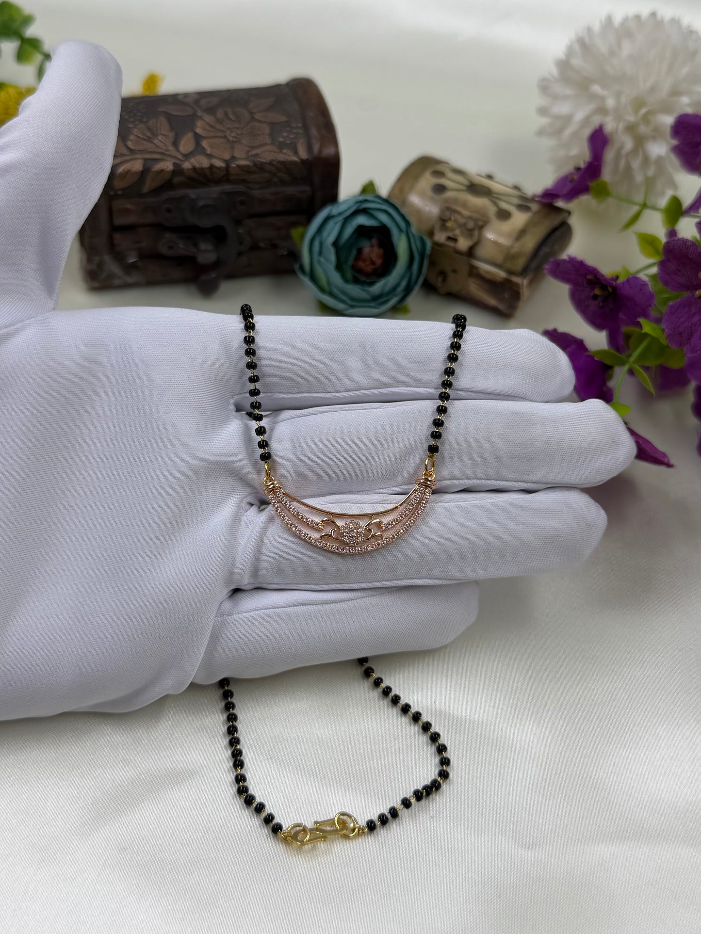 Three Layer Curved Rose Gold Mangalsutra