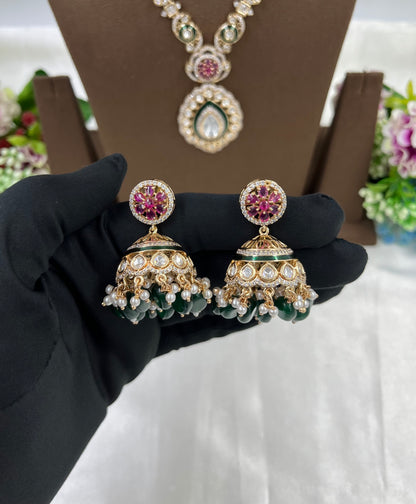 Shimmer root Premium Moissanite Kundan Necklace