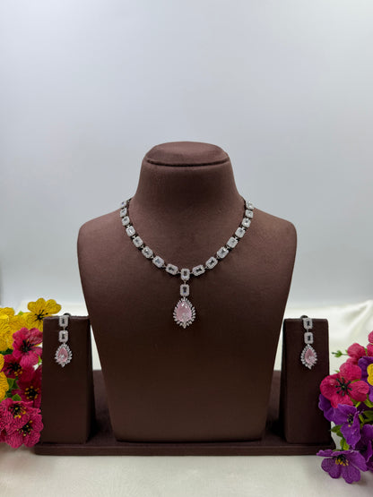 Suvarna Delicate American Diamond Necklace ￼