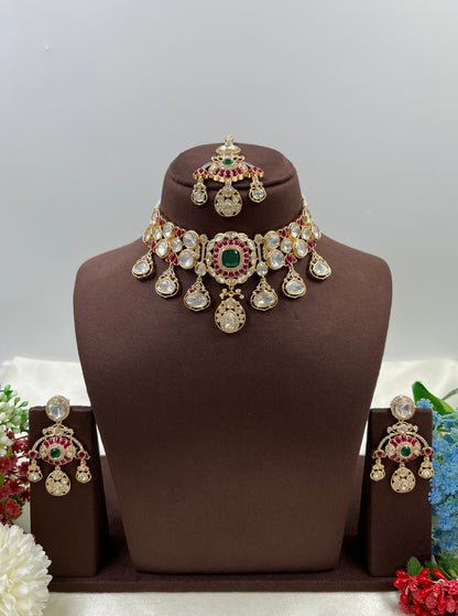 Nayab Moissanite Kundan Choker Necklace